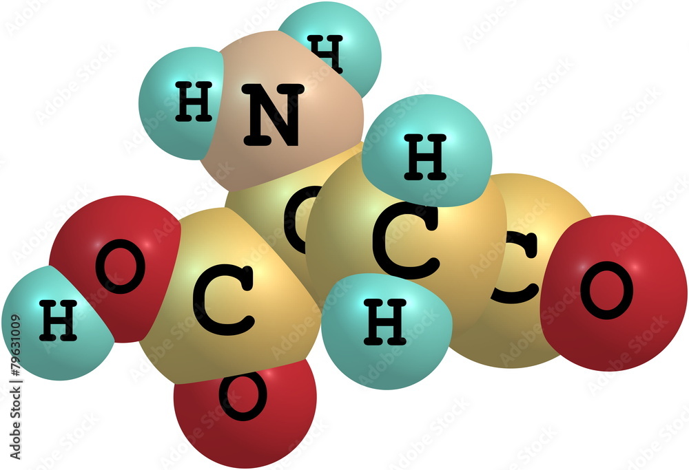 Aspartic acid molecule isolated on white Aspartic acid molecule isolated on white