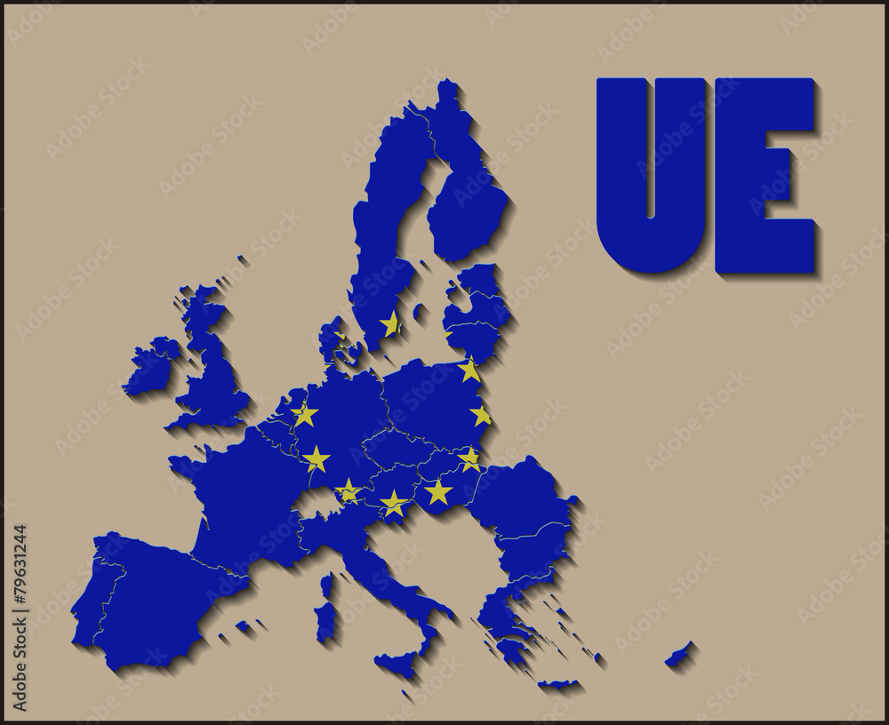 Obraz premium Map of European Union with Flag Background