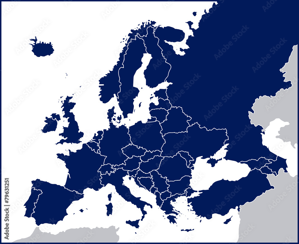 Fototapeta premium Pusta mapa polityczna Europy
