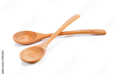 wooden spoon on white background.