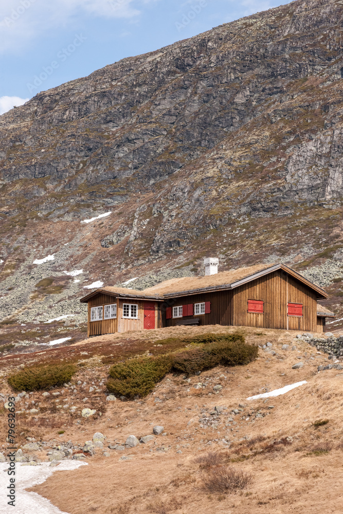 Small houses in Norway mountain.