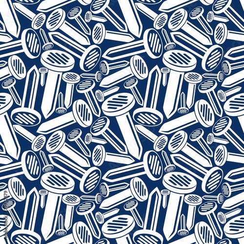 3d nails seamless pattern. Carpentry theme components. Repair id