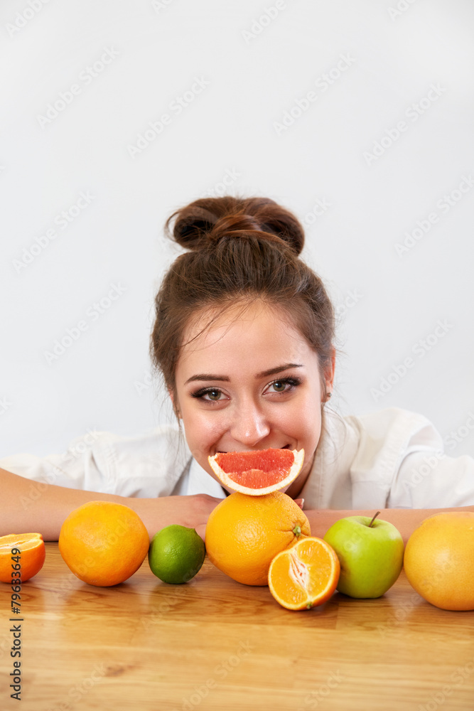 Beautiful Young Woman Playing With Fruits Beautiful Young Woman Playing With Fruits