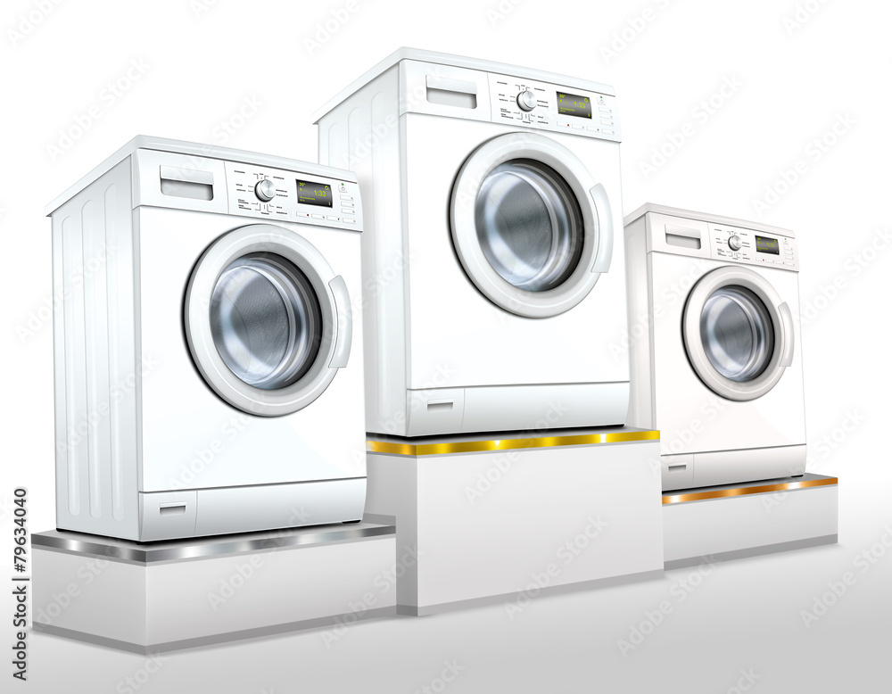 Waschmaschine, Waschvollautomat auf Siegerpodest, freigestellt
