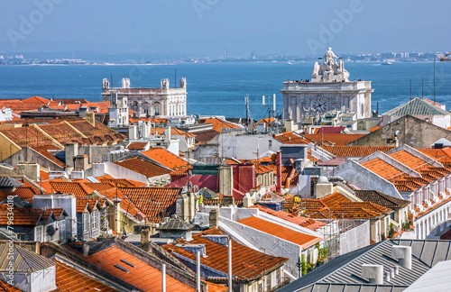 Lisbon streets panoramic view, Portugal
