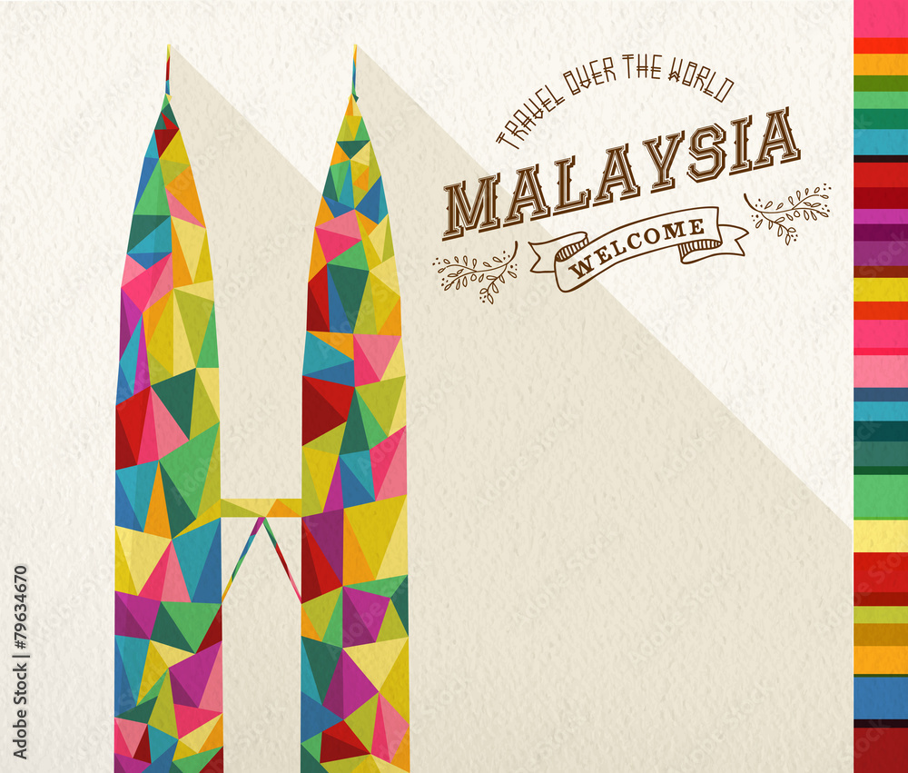 Obraz premium Travel Malaysia landmark polygonal monument
