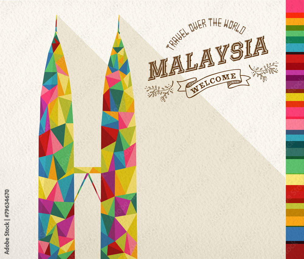 Obraz premium Travel Malaysia landmark polygonal monument