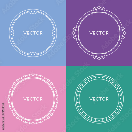 Geometric Vector Frame Set in Etno Floral minimal style.