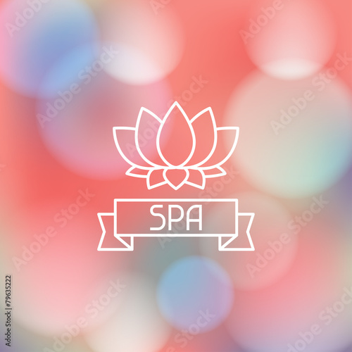 Spa wellness label on blurred background