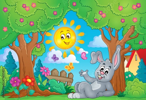Spring theme with cute bunny