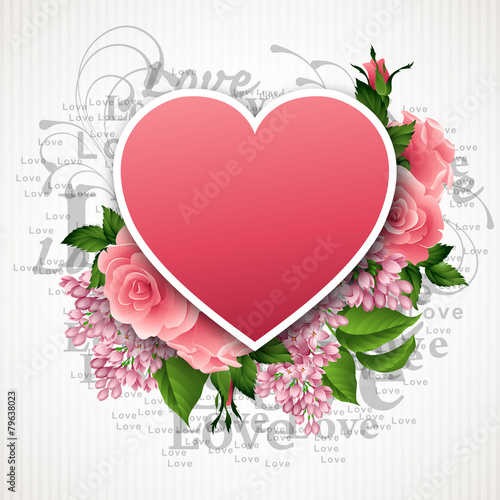 Valentines day vector illustration with  heart of beautiful