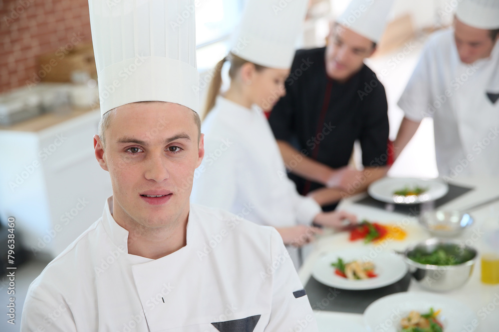 Closeup of student in catering school