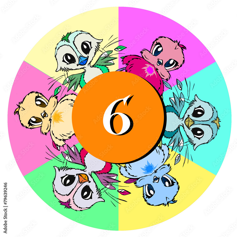 Fototapeta premium birds with number six