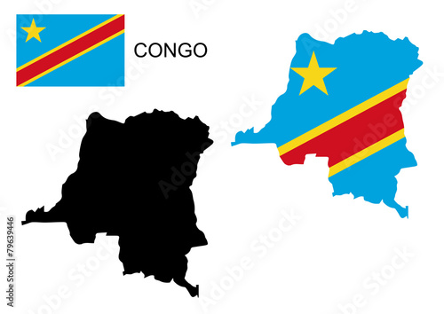 Congo map and flag vector, Congo map, Congo flag