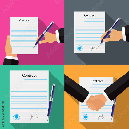 Set of four different contracts, different backgrounds vector