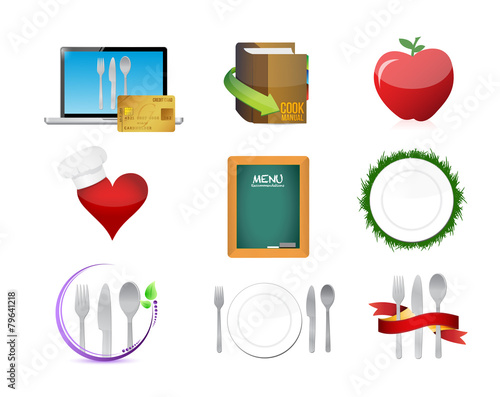 food restaurant menu concept icon set illustration photo