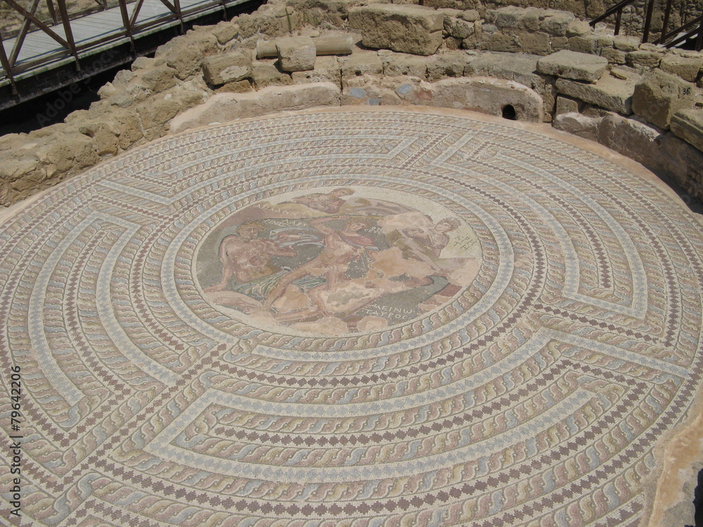 Mosaic. Paphos archaeological Park. Cyprus Mosaic. Paphos archaeological Park. Cyprus