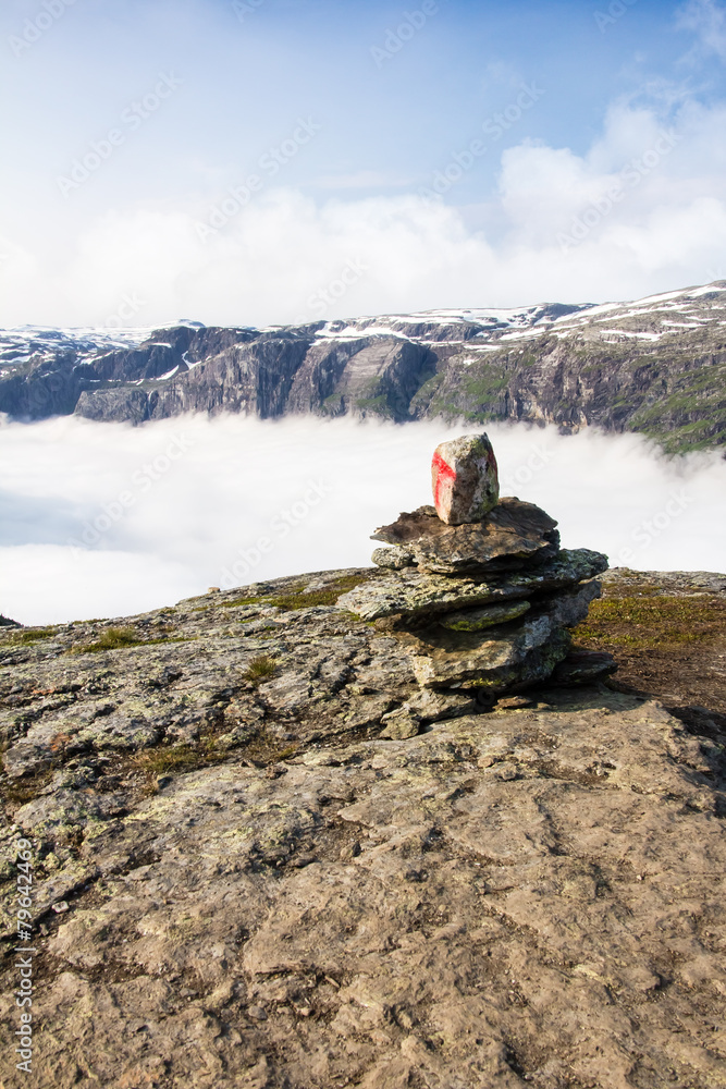 Stone Cairn on Norwegian Mountain