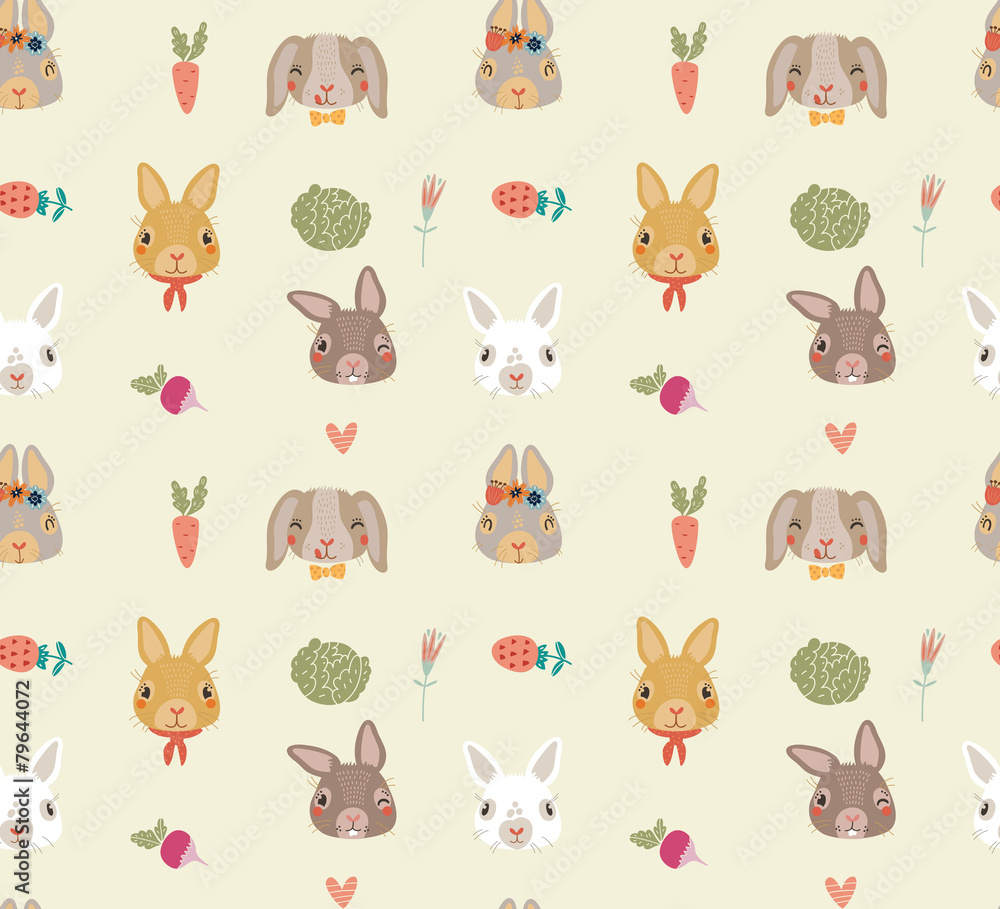 Seamless pattern with rabbit
