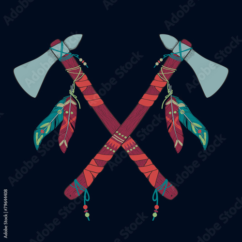 Vector illustration of native American indian tomahawks