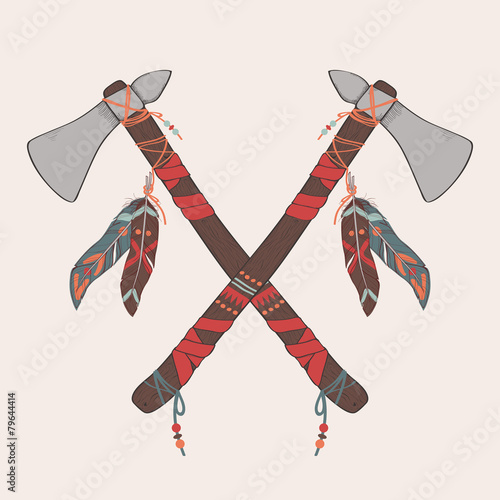 Vector illustration of native American indian tomahawks