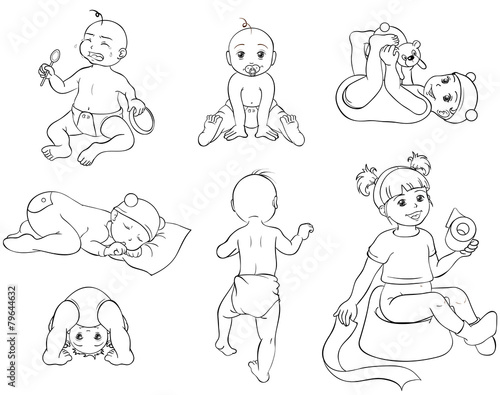 Babys Set Sammlung Kollektion Ausmalbild