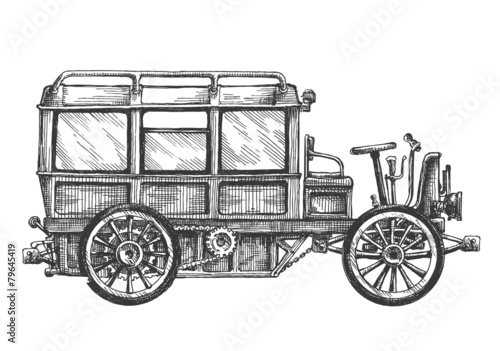 retro car vector logo design template. vehicle or bus icon.