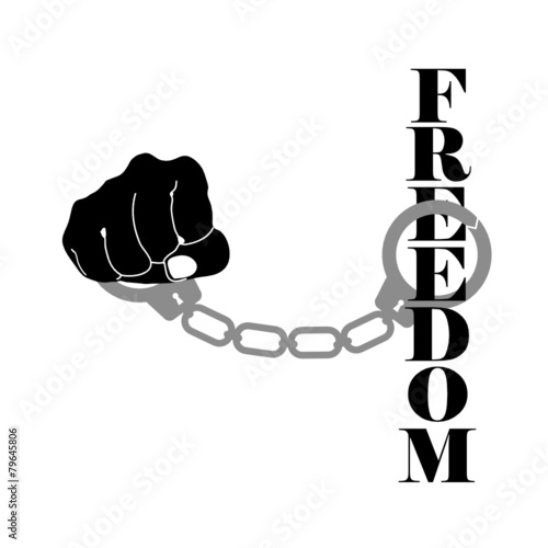 freedom with handcuffs black vector