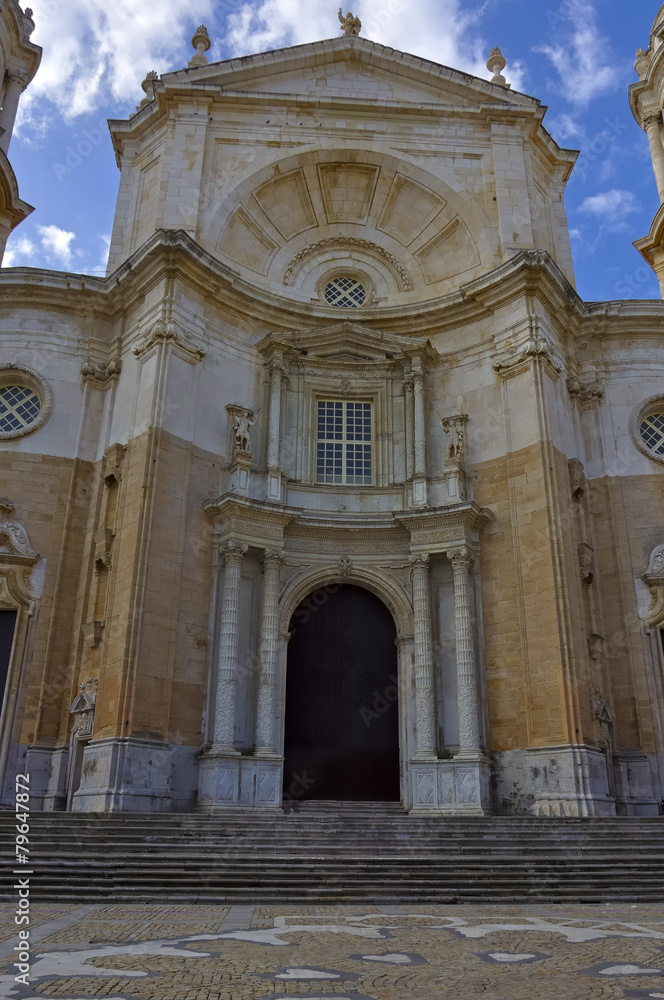 View of the old catholyc cathedral in Cadiz