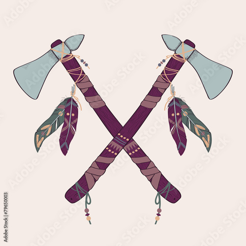 Vector illustration of native American indian tomahawks