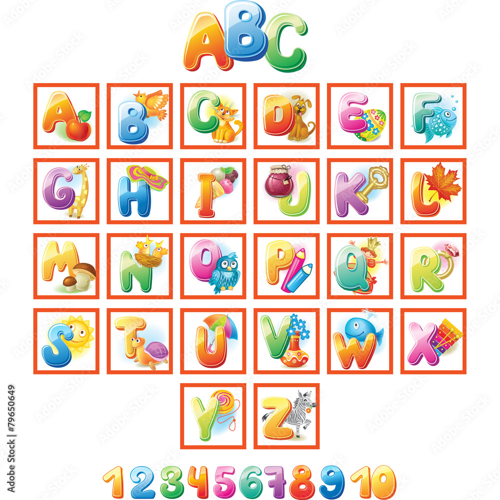 Fototapeta premium Colorful Alphabet for kids with pictures