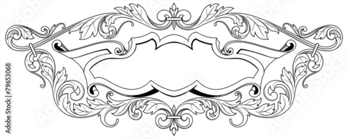 old cartouche with floral ornaments, decorative items for the la