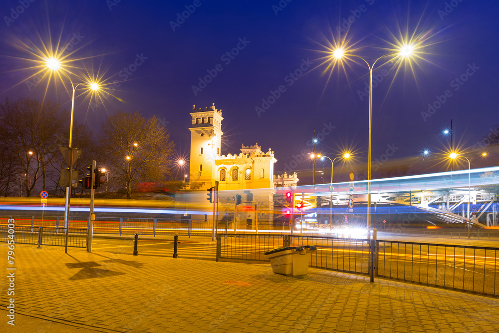 Obraz premium Architecture of Poniatowski bridge over Vistula river in Warsaw