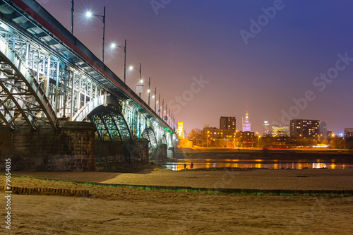 Architecture of Poniatowski bridge over Vistula river in Warsaw #79654035