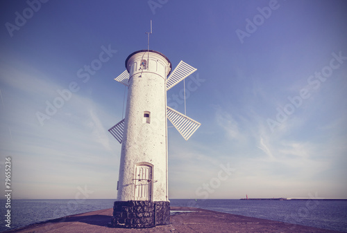 Old windmill lighthouse in Swinoujscie, Poland.