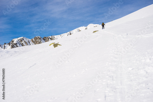 Alpine touring towards the summit