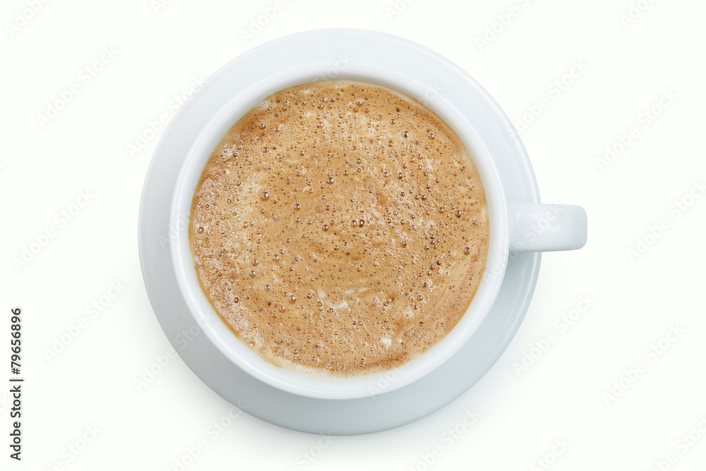 White cup of latte coffee White cup of latte coffee