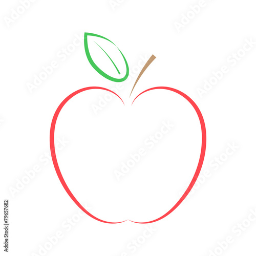Red apple on a white background. Vector illustration.