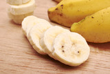 Banana bunch and sliced bananas