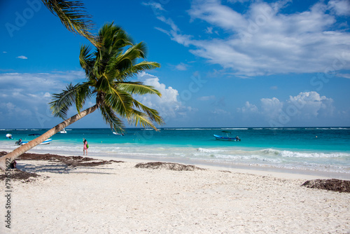 Paradise beach view Tulum, caribbean at Quintana Roo, Mexico.