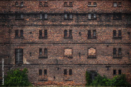 wall of the old factory building of red brick