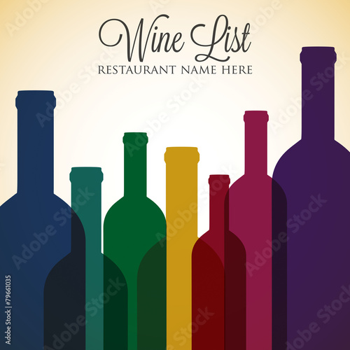 Bright wine list menu cover in vector format.