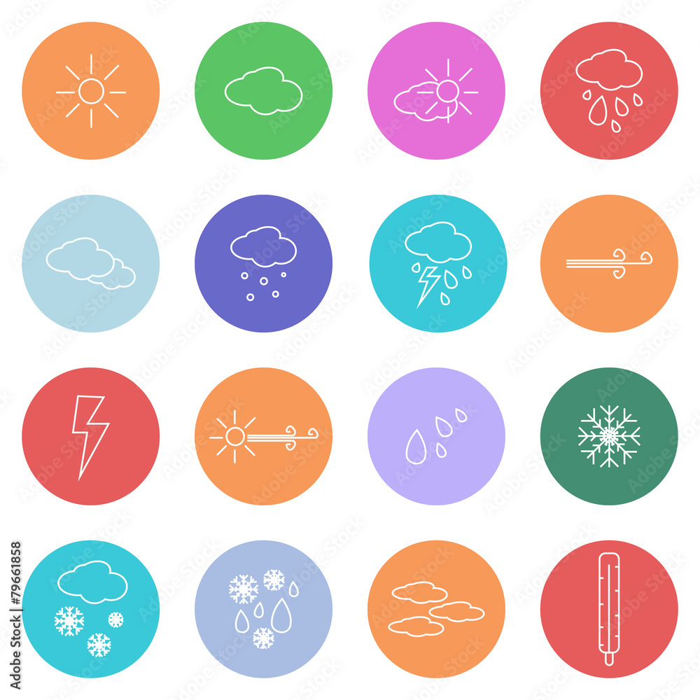 Fototapeta premium Weather icons in modern line design style