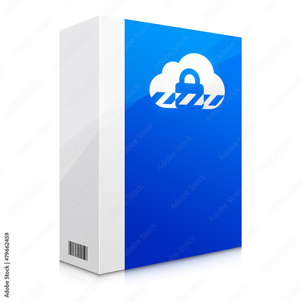 Niebieska ikona ochrony w chmurze - obrazy, fototapety, plakaty 