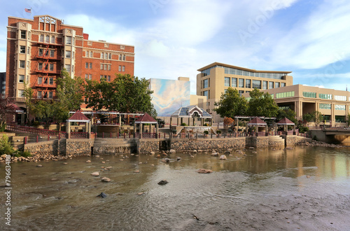 Reno skyline along Truckee river, Nevada photo