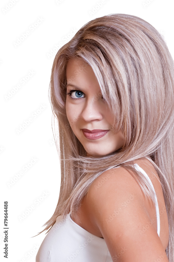 Naklejka premium Beautiful young blonde woman. Portrait.