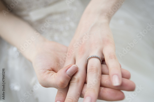 Bride wearing a diamond ring
