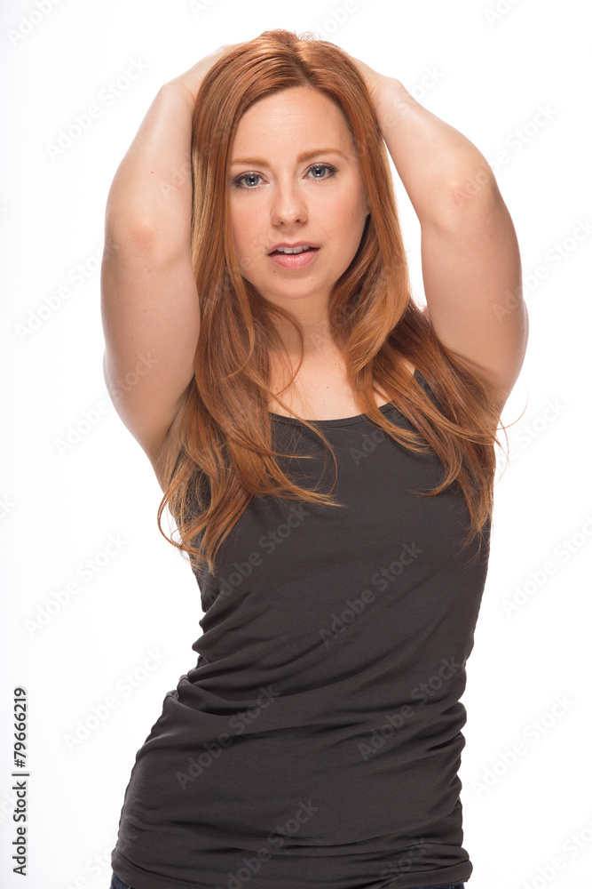 Young Caucasian woman posing smile face Young Caucasian woman posing smile face