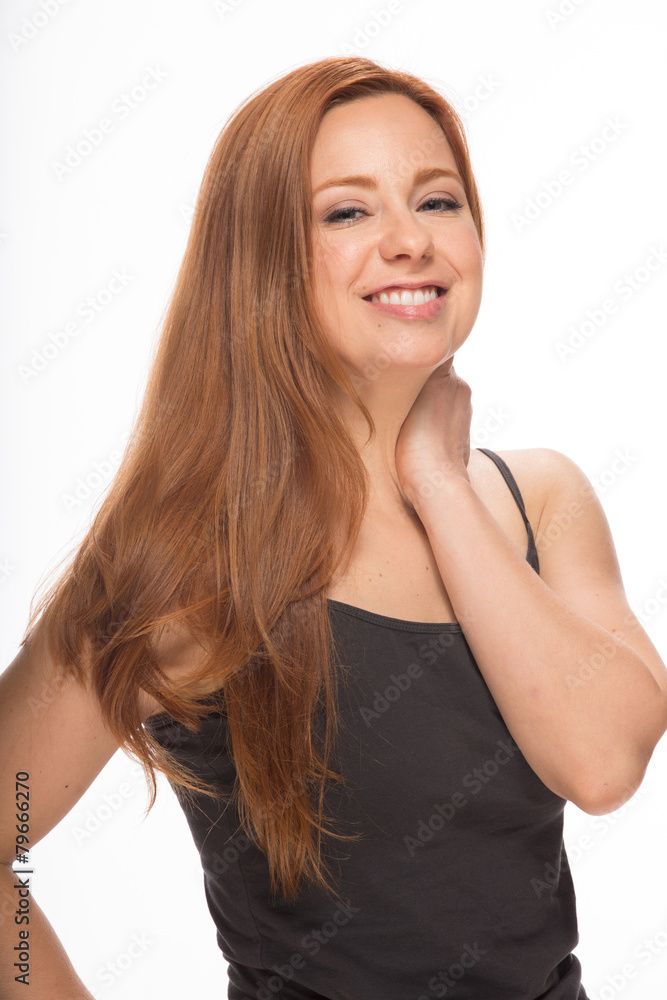 Young Caucasian woman posing smile face Young Caucasian woman posing smile face