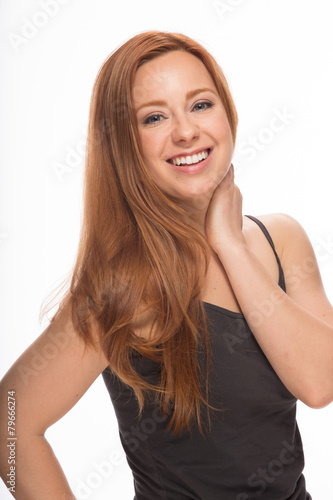 Young Caucasian woman posing smile face